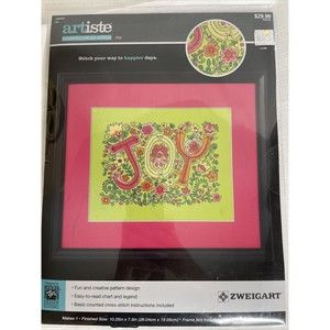 NEW sealed ARTISTE COUNTED CROSS STITCH KIT  "JOY"  14 COUNT Zweigart